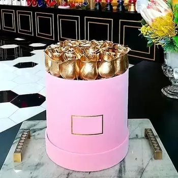 15 Золотых Роз (40 см.) в шляпной коробке