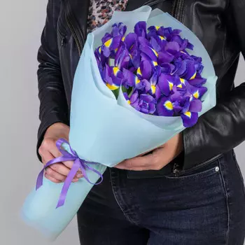 19 Синих Ирисов в упаковке