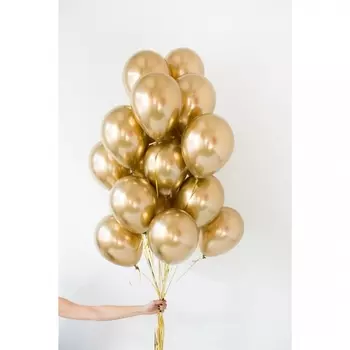 19 Золотых Воздушных Шаров (Металлик)