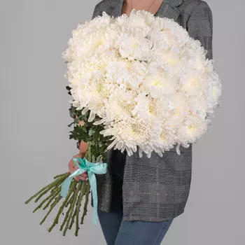 25 Белых Хризантем Бигуди