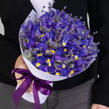 25 Синих Ирисов и Лаванда