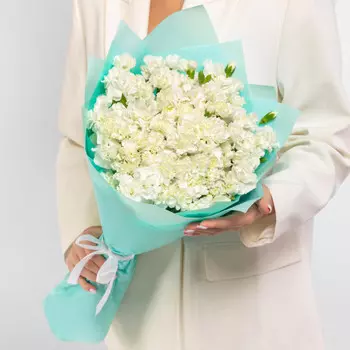 35 Кустовых Белых Гвоздик