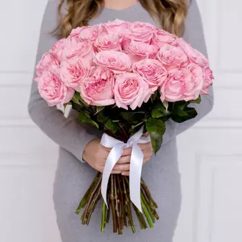 35 Пионовидных Роз Пинк Охара (50 см.)