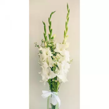 3 Белых Гладиолуса и Ромашки