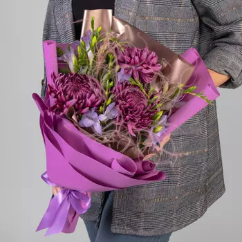 3 Фиолетовых Хризантем Бигуди