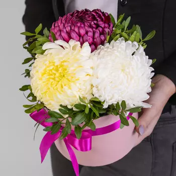 3 Хризантемы Бигуди Микс в коробке