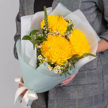 3 Желтых Хризантем Бигуди