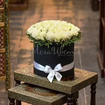 45 Белых Роз (50 см.) в коробке