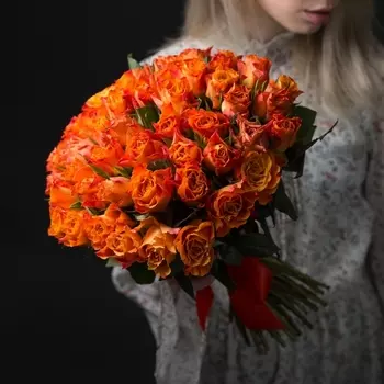 55 Оранжевых Роз (30-40 см.)