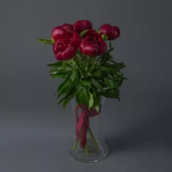 5 Красных Пионов в вазе