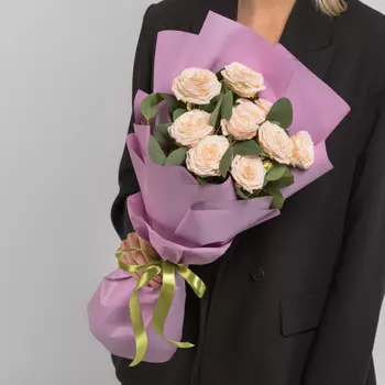 5 Кустовых Пионовидных Кремовых Роз (50 см.)