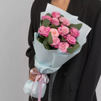 5 Кустовых Пионовидных Розовых Роз (50 см.)