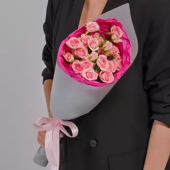 5 Кустовых Розовых Роз (50 см.)