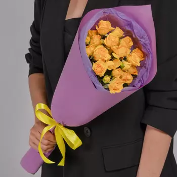 5 Кустовых Желтых Роз (50 см.)