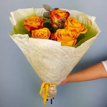 5 Оранжевых Роз (50 см.)