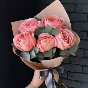 5 Пионовидных Роз Пинк Охара (50 см.)