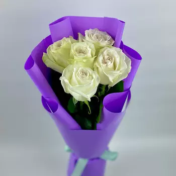 5 Пионовидных Роз Вайт Охара (50 см.)