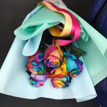 5 Радужных Роз (60 см.)