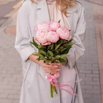 5 Розовых Пионов