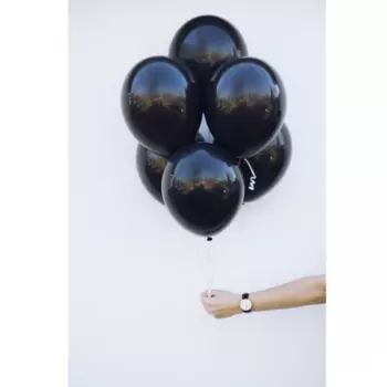 7 Черных Воздушных Шаров (Латекс)