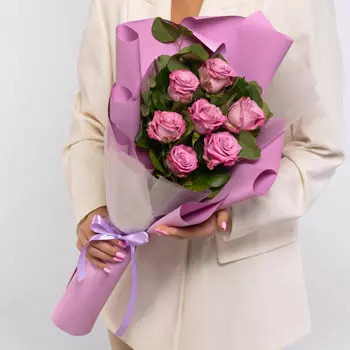 7 Сиреневых Роз (60 см.)