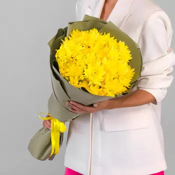 7 Желтых Кустовых Хризантем