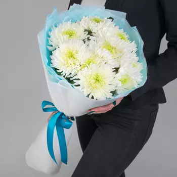 9 Белых Игольчатых Хризантем