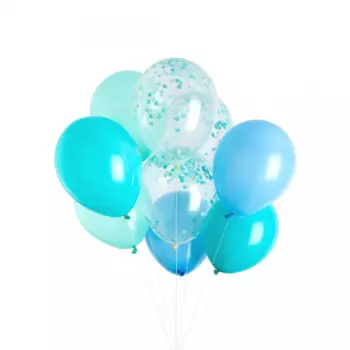 9 Голубых Воздушных Шаров