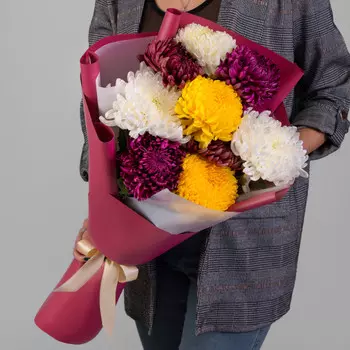 9 Хризантем Бигуди Микс