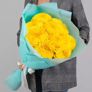 9 Желтых Хризантем Бигуди