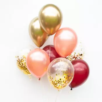 9 Красно-Золотых Воздушных Шаров