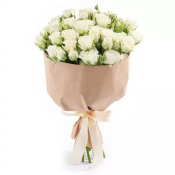 9 Кустовых Белых Роз (50 см.)