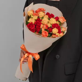 9 Кустовых Роз Микс (50 см.)