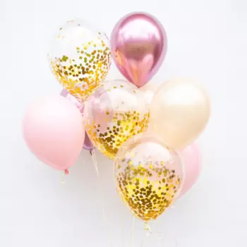 9 Розово-Золотых Воздушных Шаров
