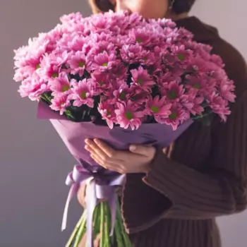 9 Розовых Хризантем Кустовых