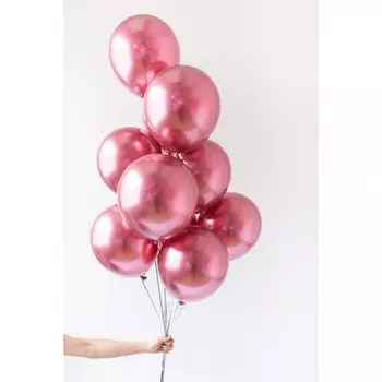 9 Розовых Воздушных Шаров (Металлик)