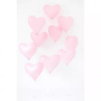 9 Розовых Воздушных Шаров "Сердце" (Латекс)