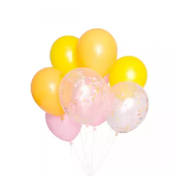 9 Желто-Розовых Воздушных Шаров