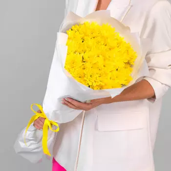 9 Желтых Кустовых Хризантем