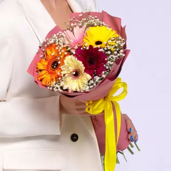 Букет "Герберы и Гипсофилы" мини