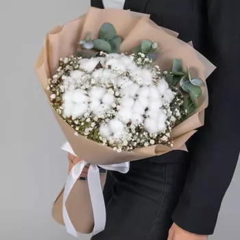 Букет "Хлопок И Гипсофила Миди"