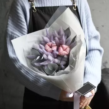 Букет "Хлопок И Лагурус Миди"