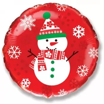 Фольгированный шар, "Снеговик" (Красный)