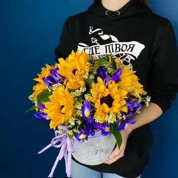 Ведерко С Цветами "Подсолнух"