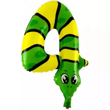 Воздушный Шар "Цифра 4" (Змея) на палочке