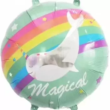 Воздушный Шар "Круг", Радужный нарвал (Мятный)