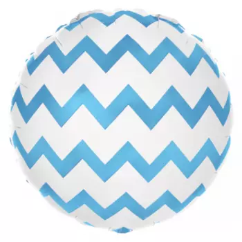 Воздушный Шар "Круг", Зигзаг (Голубой-Белый)