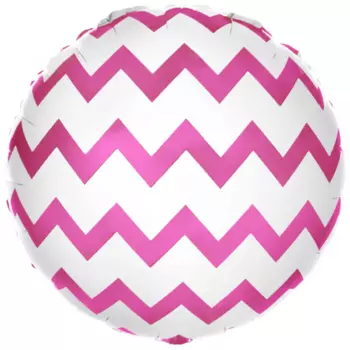 Воздушный Шар "Круг", Зигзаг (Розовый-Белый)
