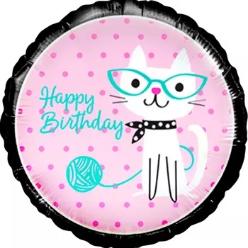 Воздушный Шар "С Днем Рождения!" (Кошка)