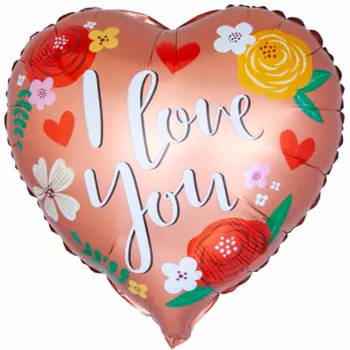 Воздушный Шар "Сердце", Я Люблю Тебя (Цветы)